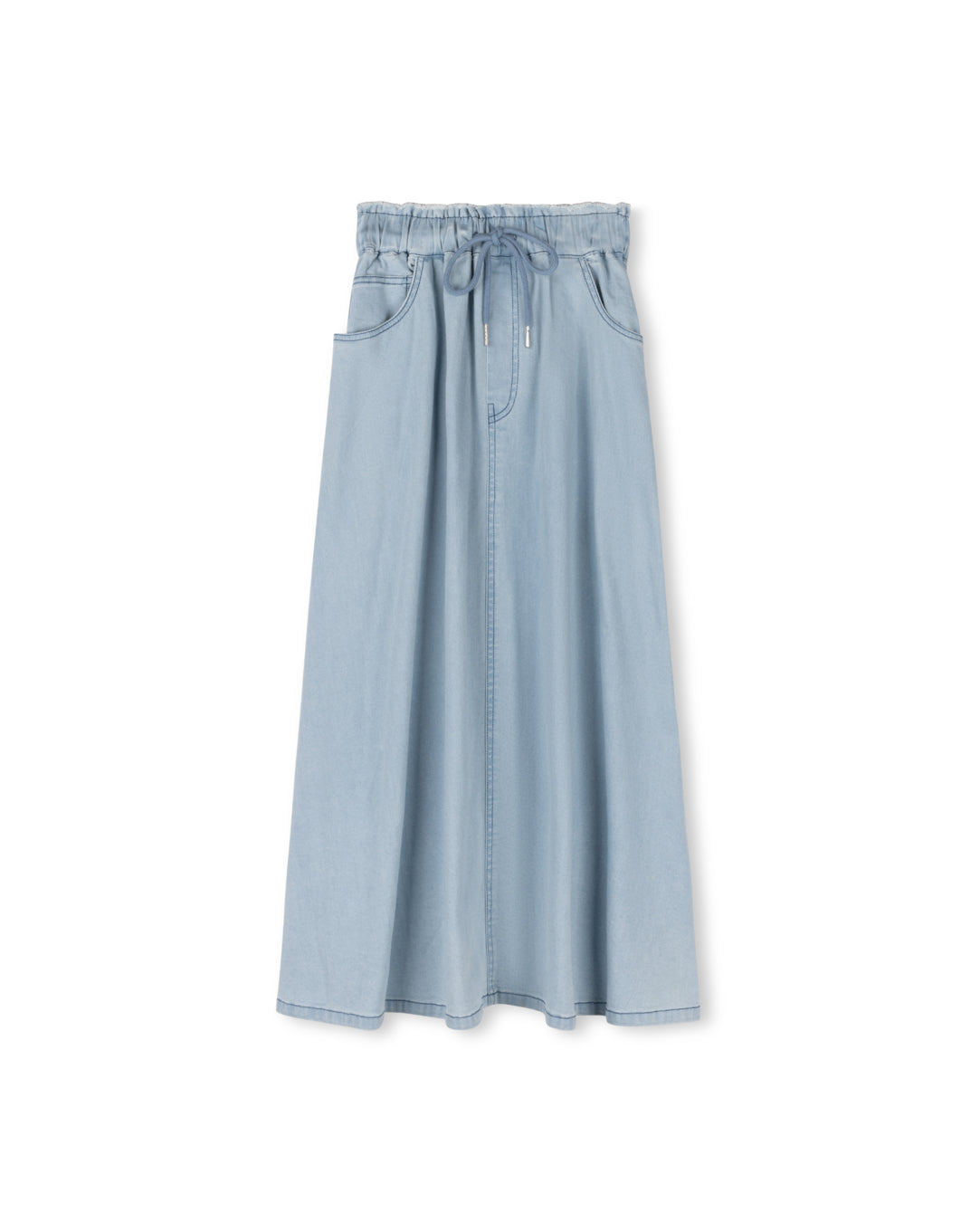 CABANA LIGHT BLUE DENIM DRAW STRING MAXI SKIRT