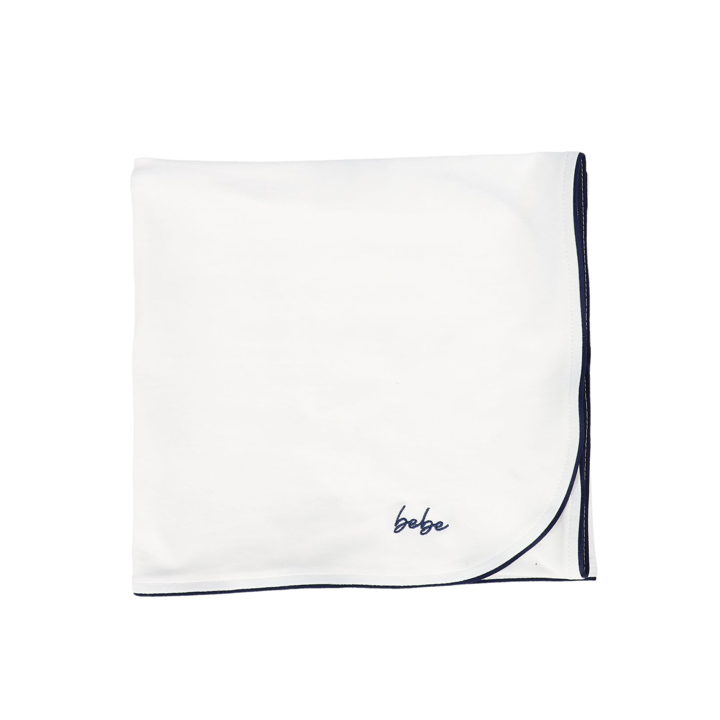 BEBE JOLEE WHITE/BLUE PIPED BEBE BLANKET