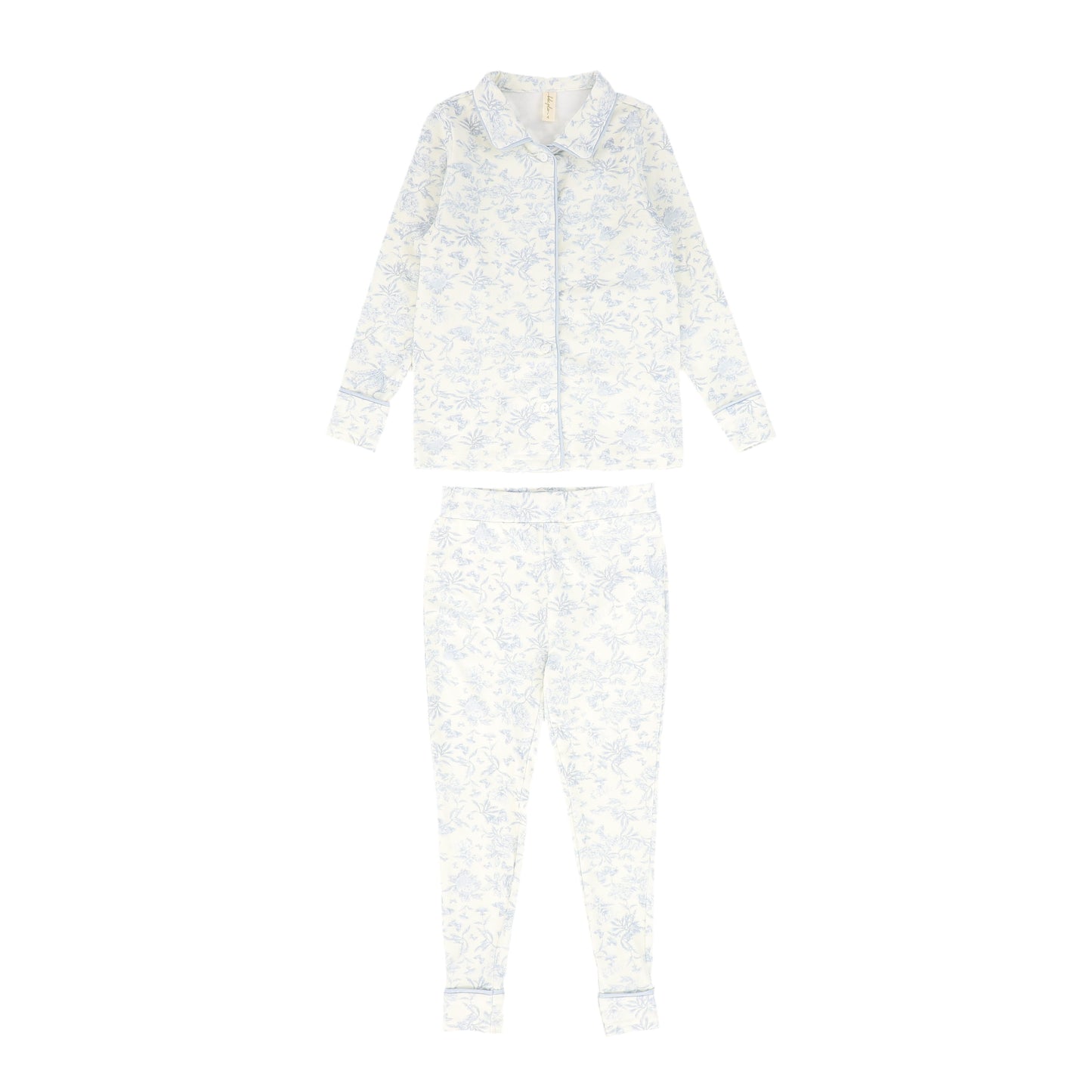 BEBE JOLEE BLUE TOILE TRIM PAJAMA SET