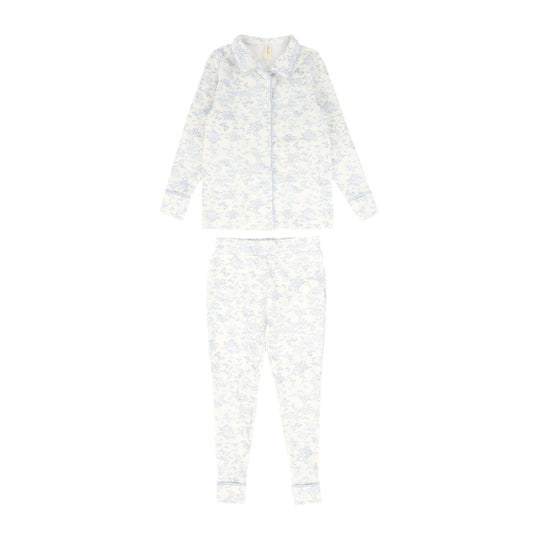 BEBE JOLEE BLUE TOILE TRIM PAJAMA SET