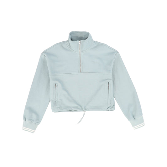 VALENTINA LIGHT BLUE PIQUE HALF ZIP SWEATSHIRT