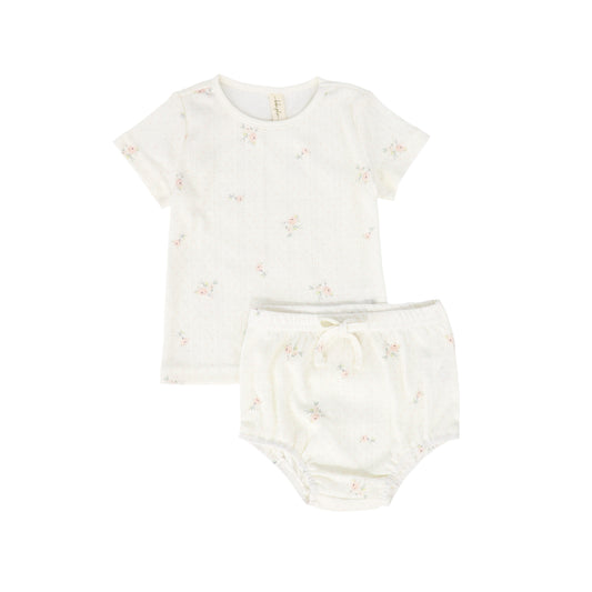 BEBE JOLEE PINK FLORAL DOT BLOOMER SET