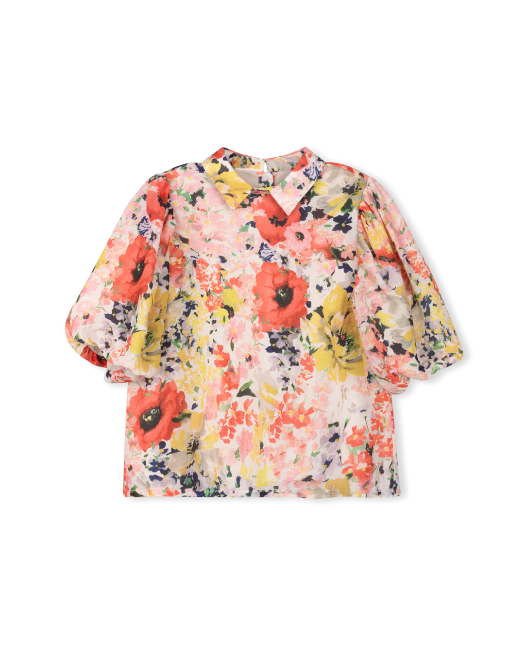 MALLORY AND MERLOT PINK/YELLOW FLORAL BLOUSE