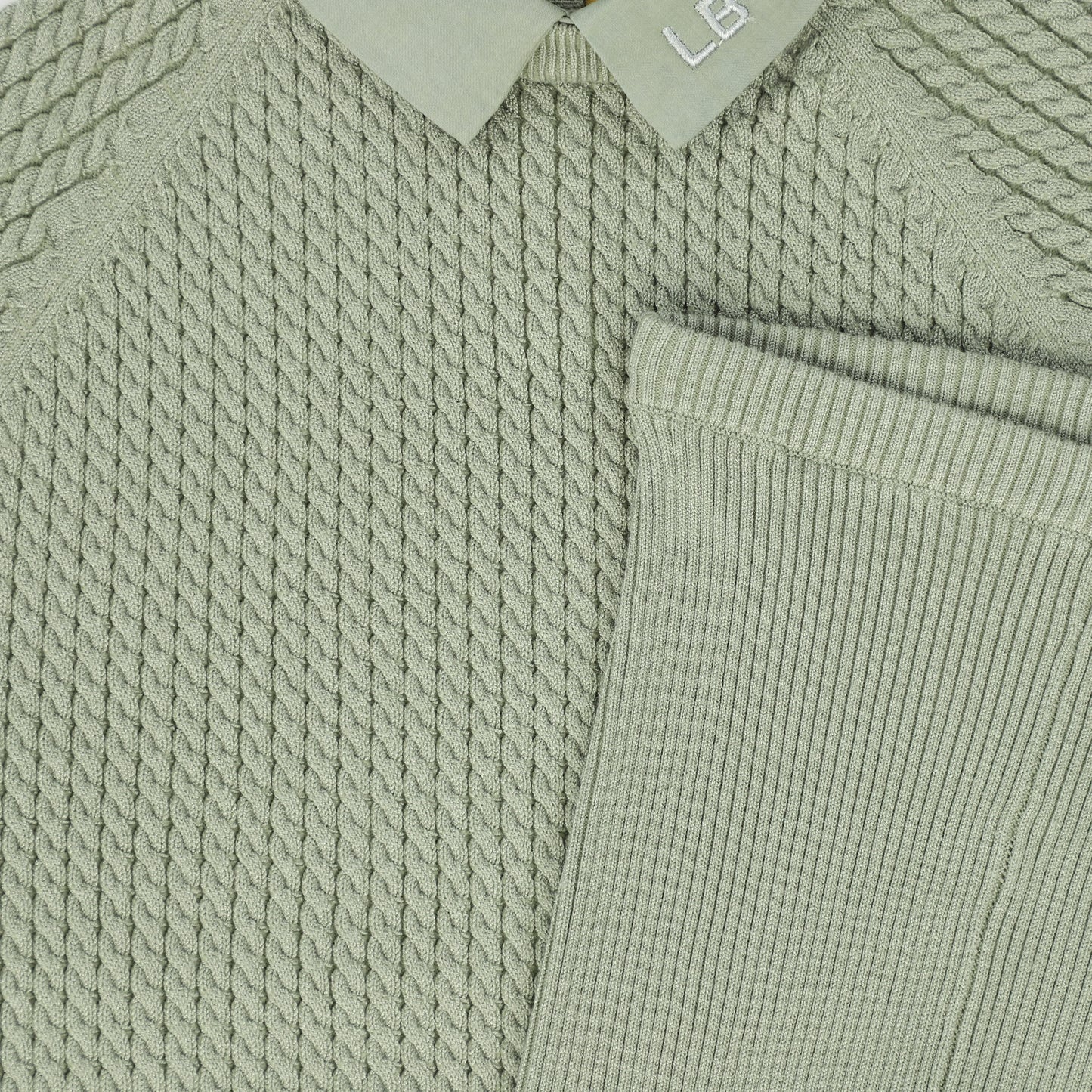 LE BOURDON GREEN CABLE KNIT SET