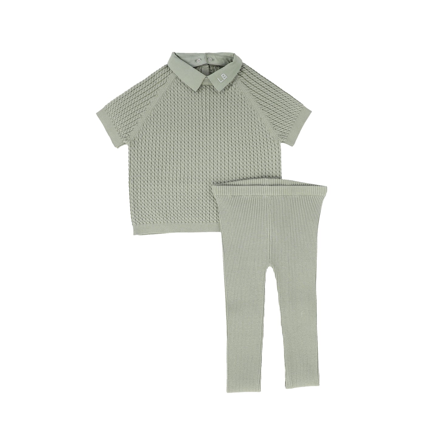 LE BOURDON GREEN CABLE KNIT SET