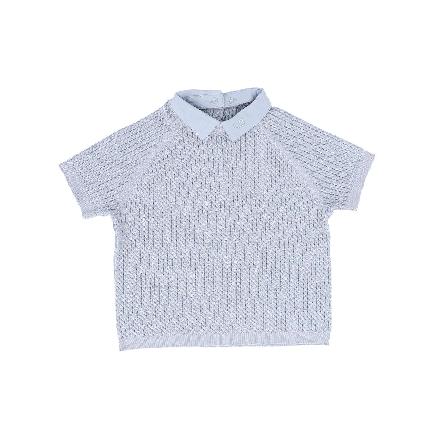 LE BOURDON POWDER BLUE CABLE KNIT SS SWEATER