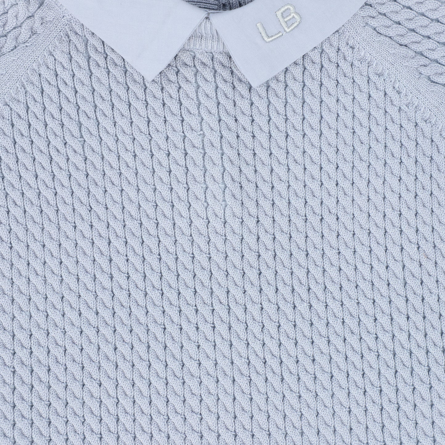 LE BOURDON POWDER BLUE CABLE KNIT SS SWEATER