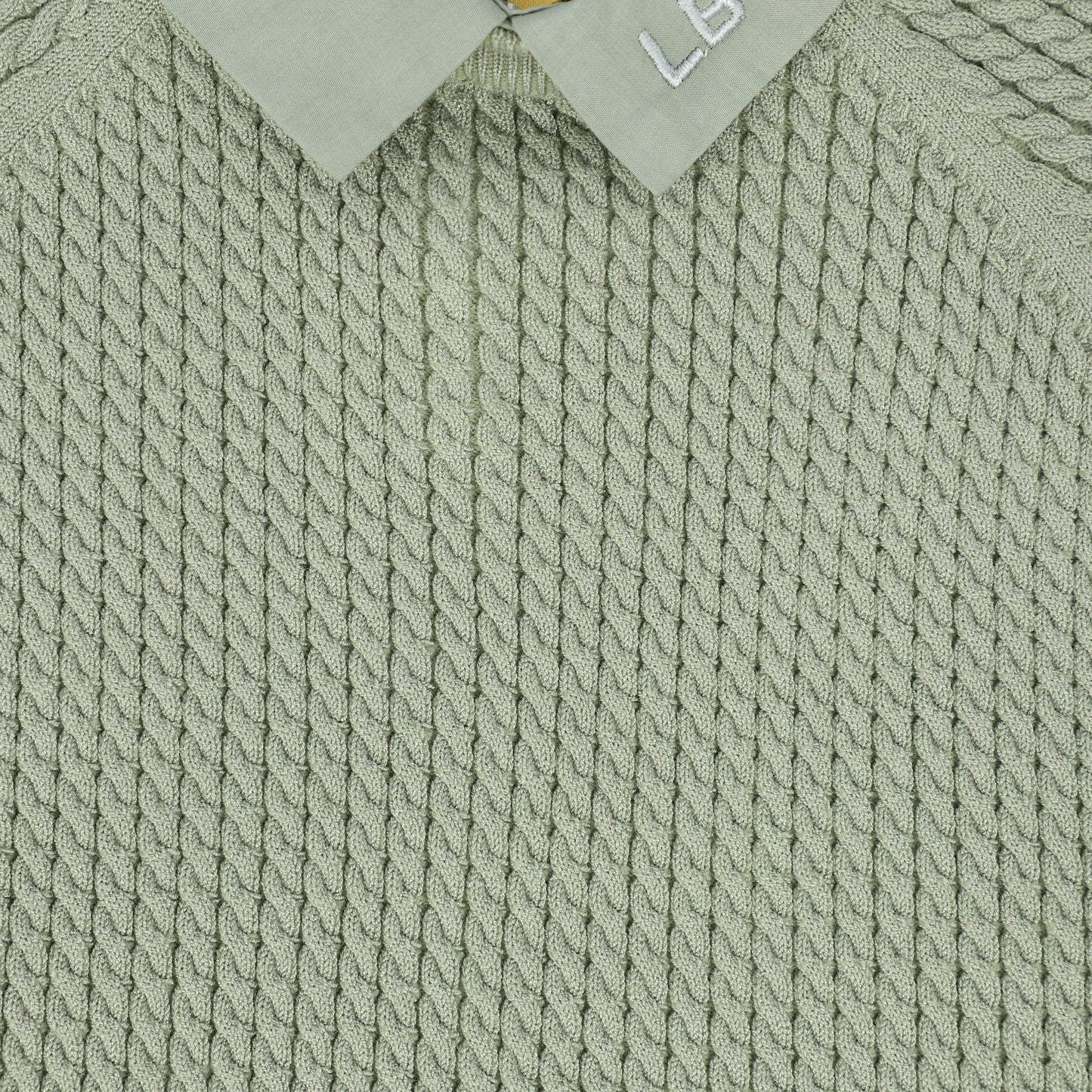 LE BOURDON GREEN CABLE KNIT SS SWEATER