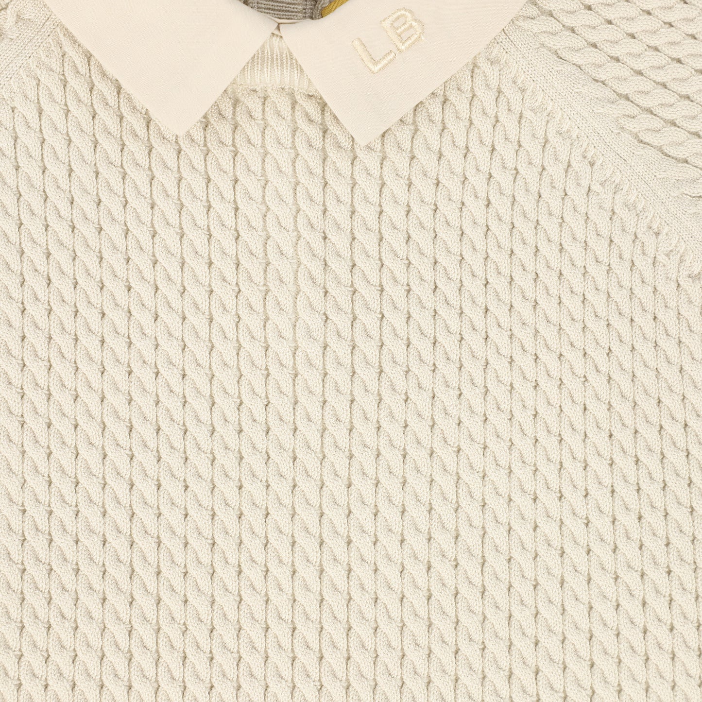 LE BOURDON TAN CABLE KNIT SS SWEATER