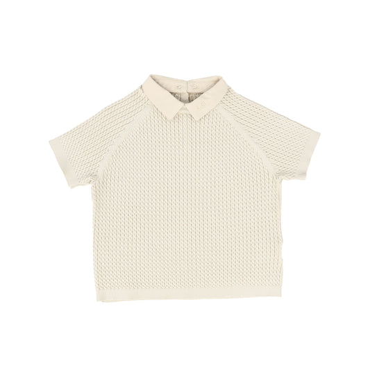 LE BOURDON TAN CABLE KNIT SS SWEATER