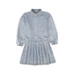 BACE COLLECTION DENIM WASH BUTTON PLEATED DRESS