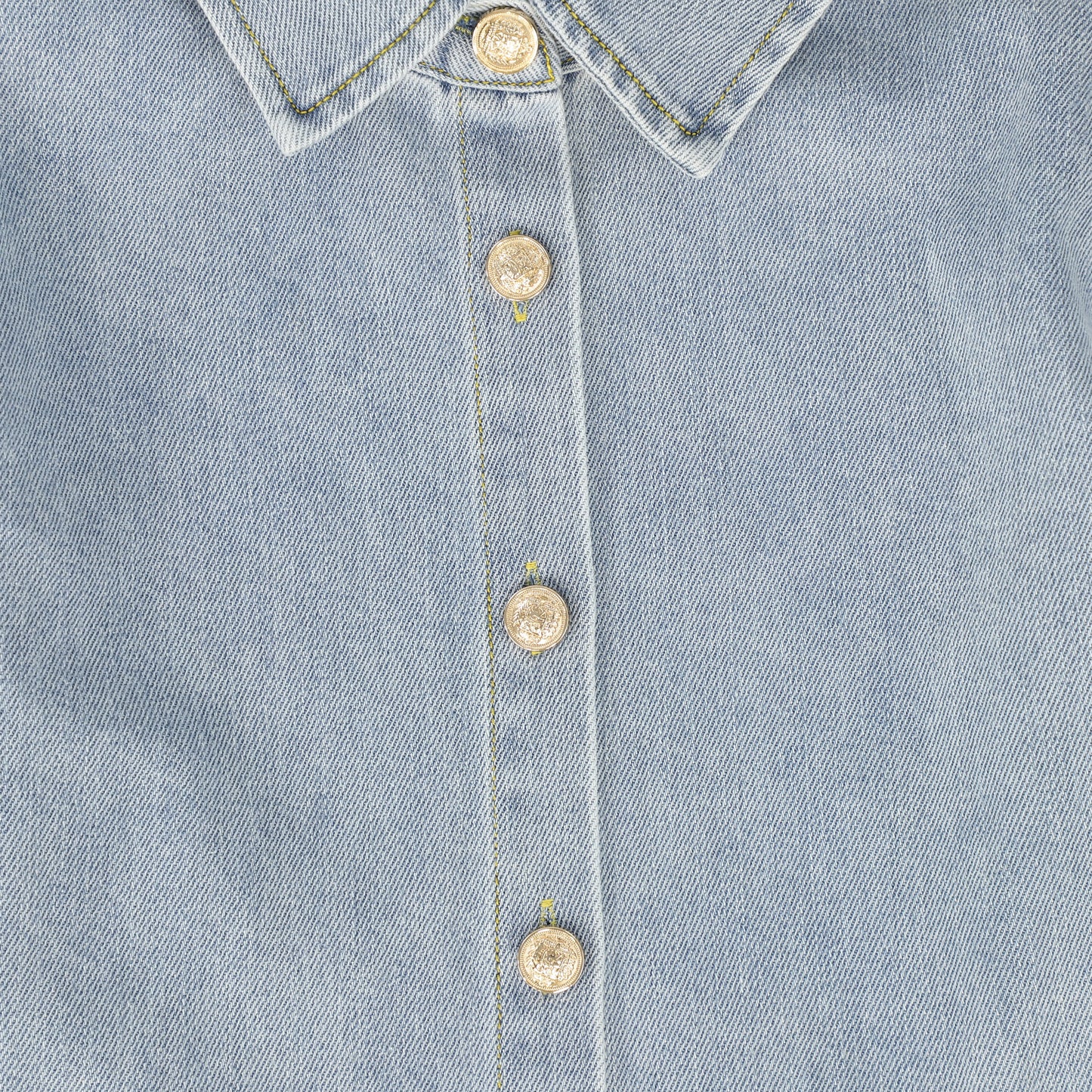 BACE COLLECTION DENIM WASH BUTTON PLEATED DRESS