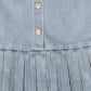 BACE COLLECTION DENIM WASH BUTTON PLEATED DRESS