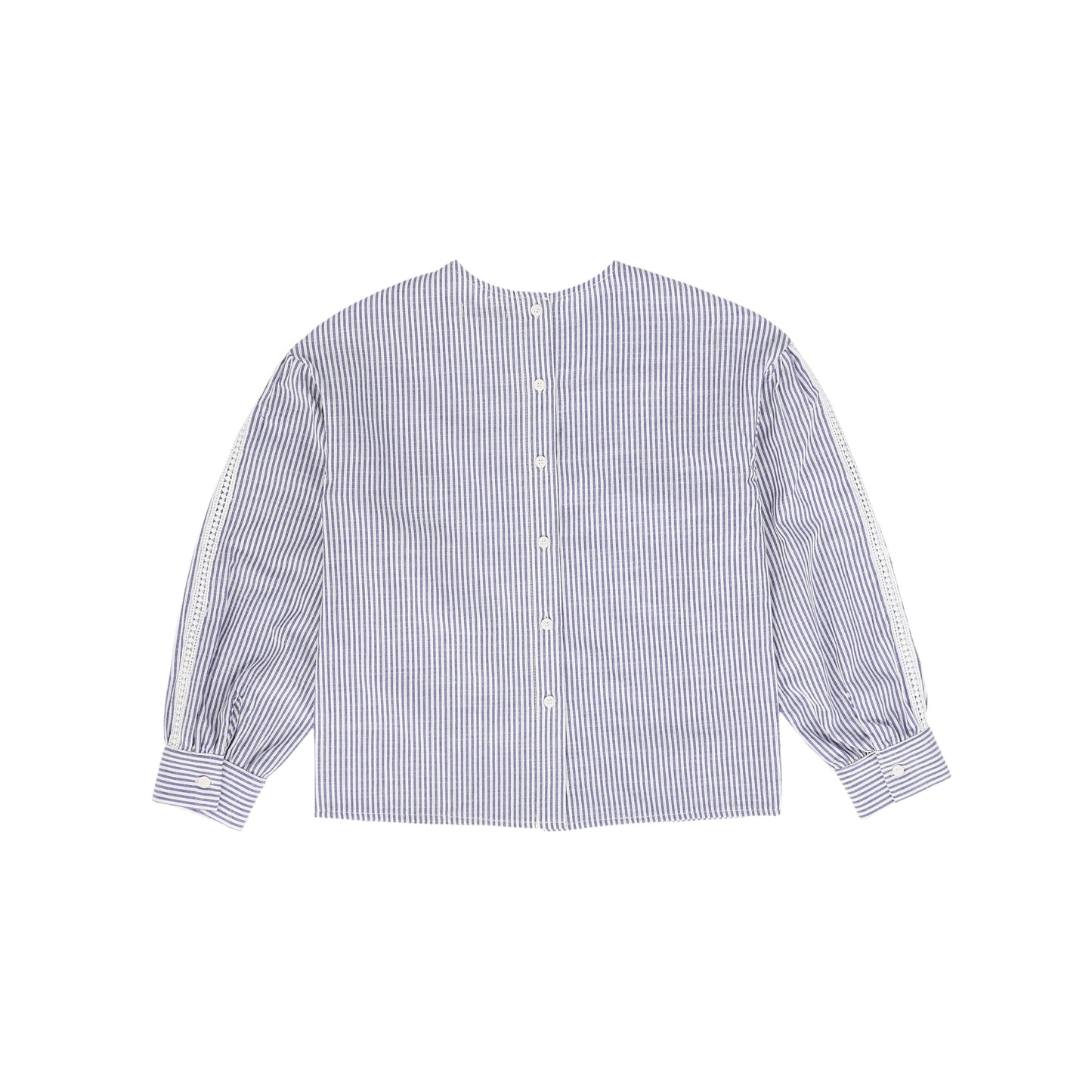 BAMBOO WHITE/BLUE STRIPED LACE TRIM SHIRT [FINAL SALE]