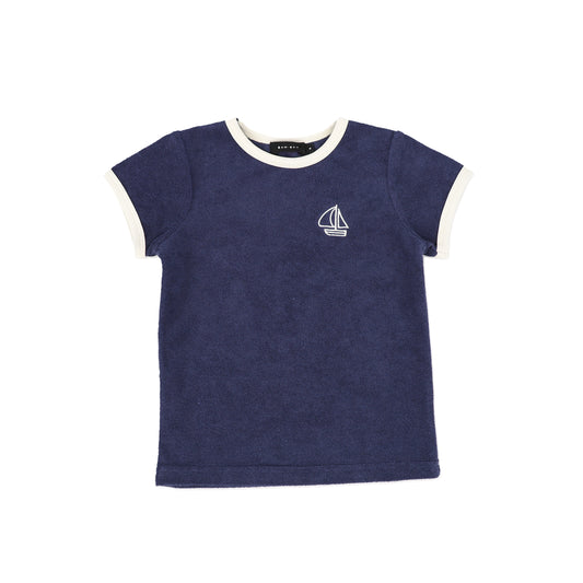 BAMBOO NAVY TRIM TERRY T-SHIRT