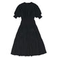 BAMBOO BLACK SILK SMOCK WAISTED DRESS