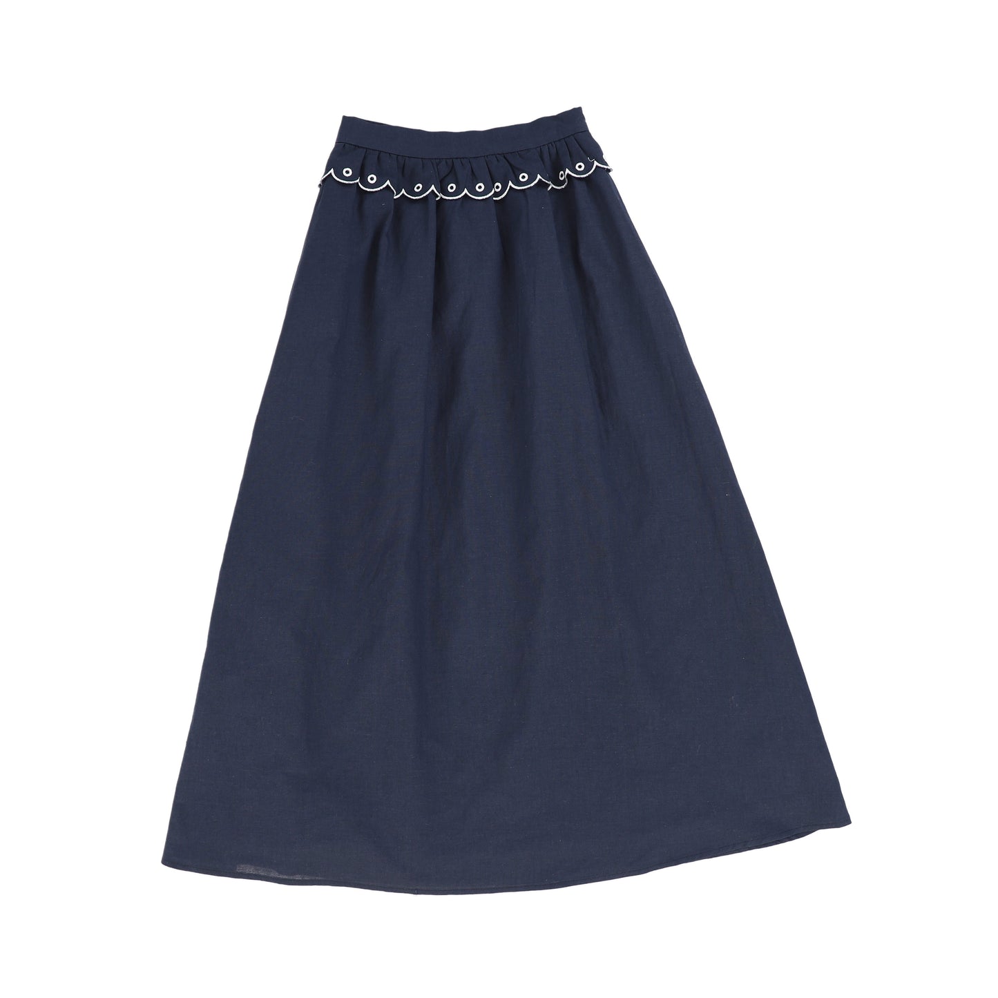 BAMBOO NAVY SCALLOP EYELET SKIRT