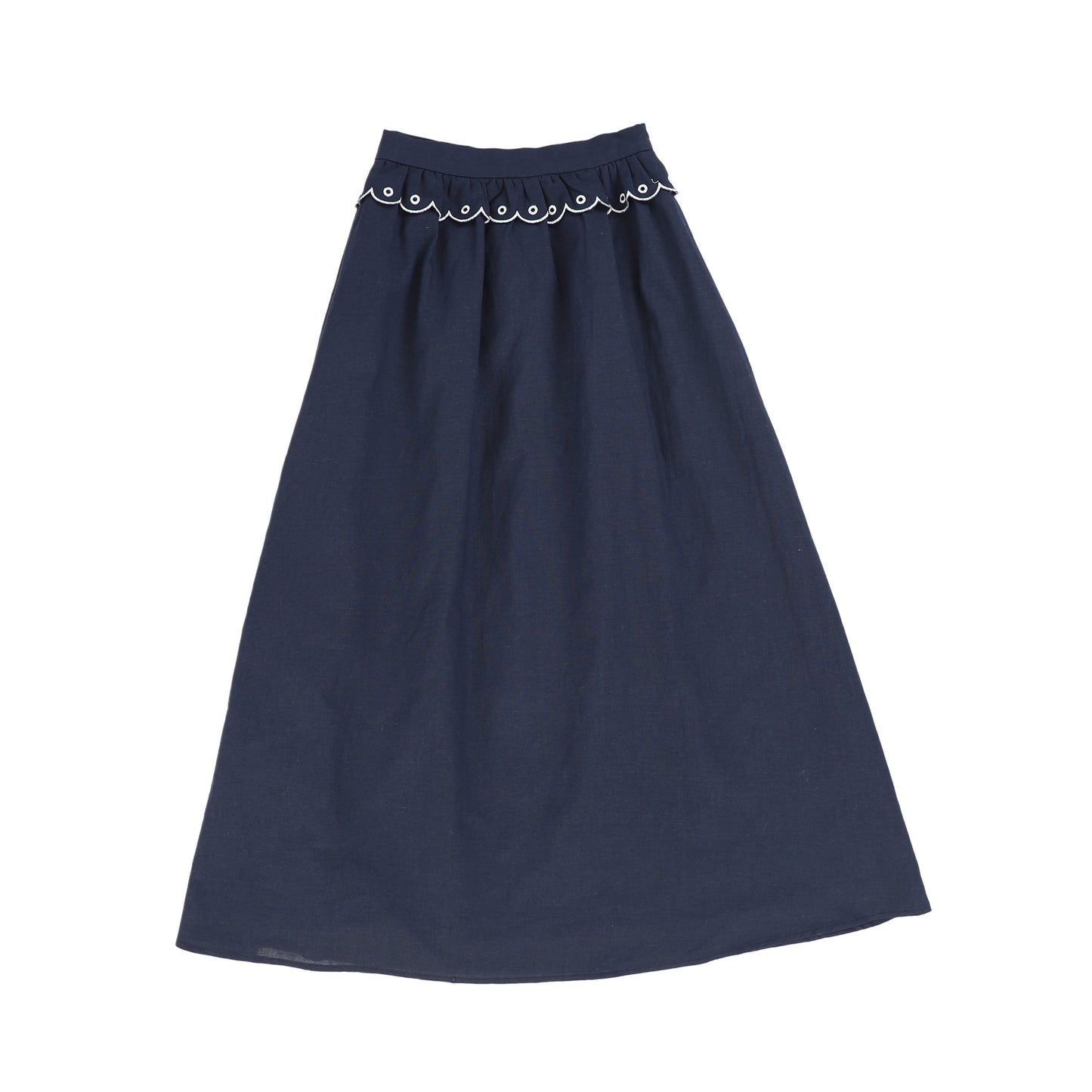 BAMBOO NAVY SCALLOP EYELET SKIRT