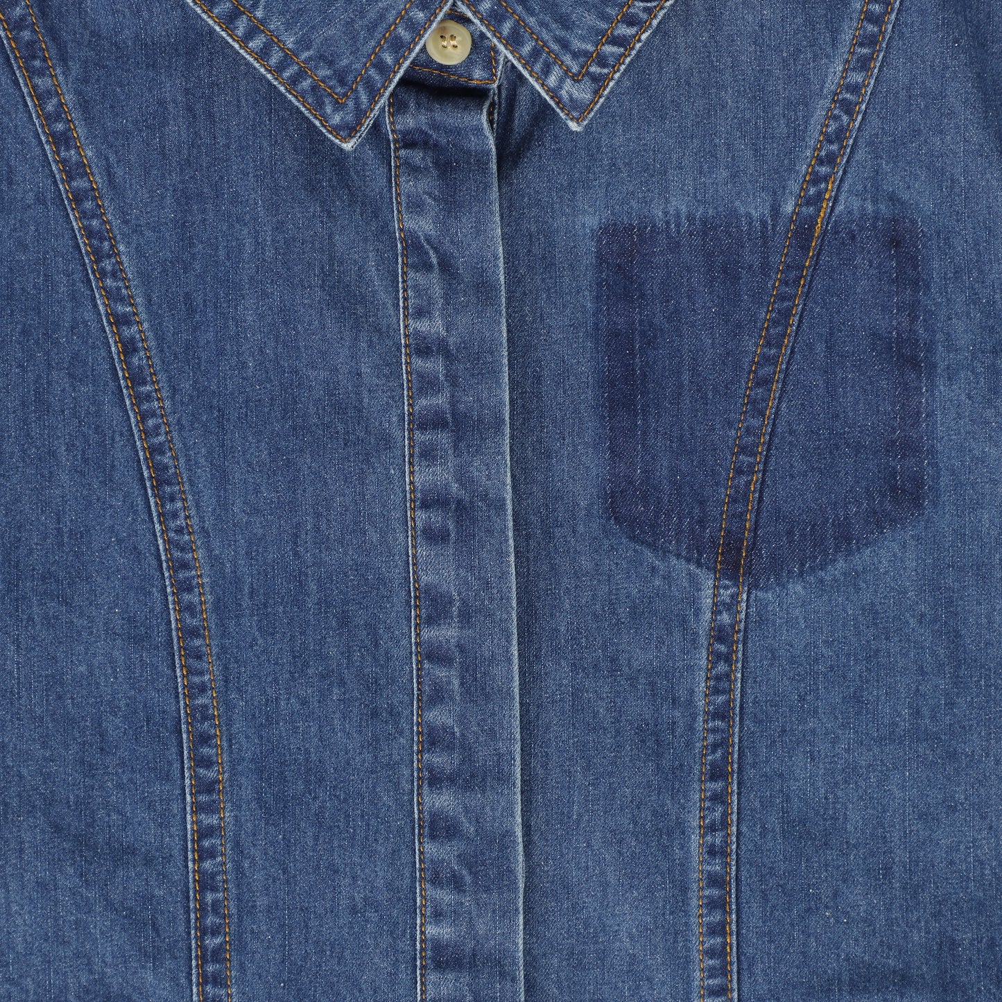 BAMBOO MID BLUE DENIM STITCHED SS SHIRT