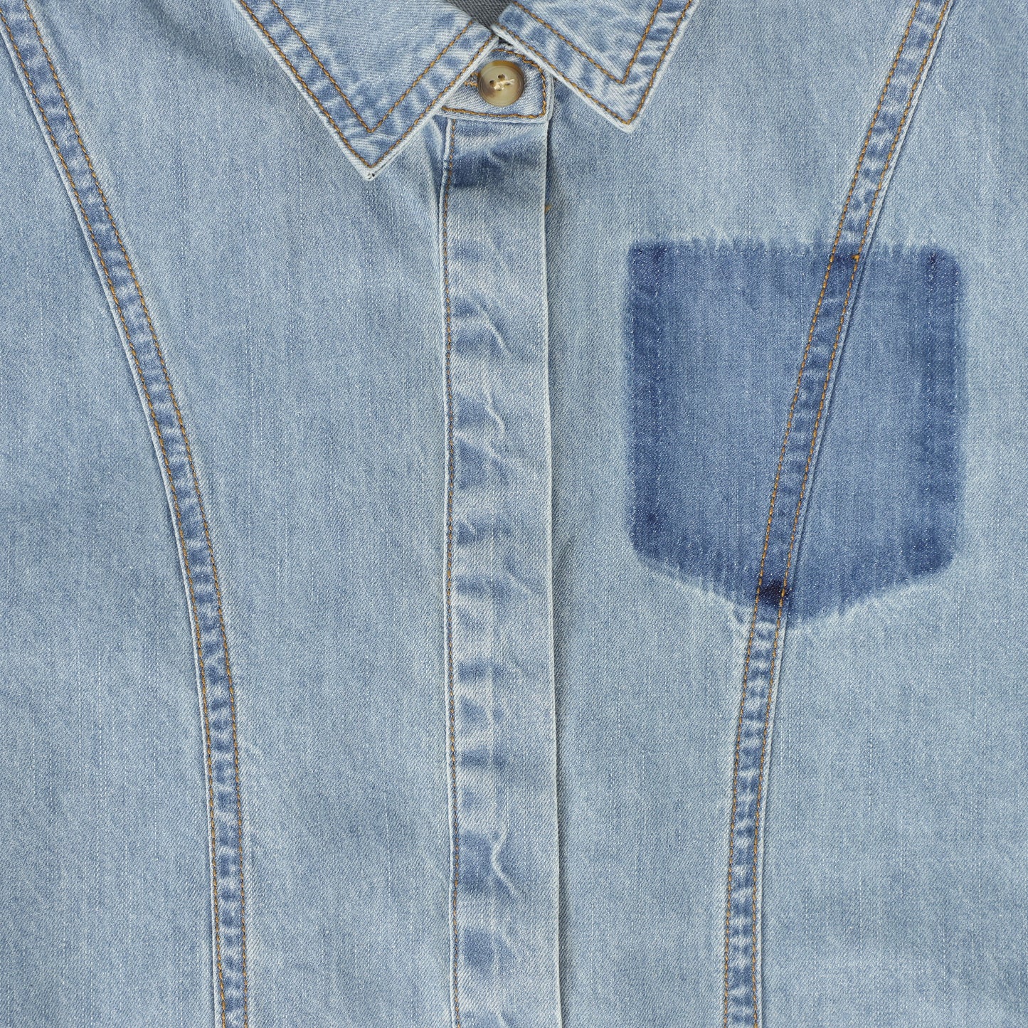 BAMBOO BLUE DENIM STITCHED SS SHIRT