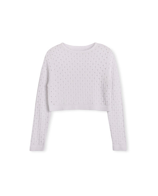 MALLORY AND MERLOT WHITE POINTELLE KNIT TOP