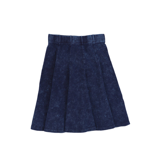 CABANA BLUE MINERAL WASH PANELED SHORT SKIRT