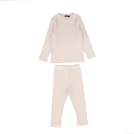 BAMBOO PINK COTTON RIBBED PAJAMA SET