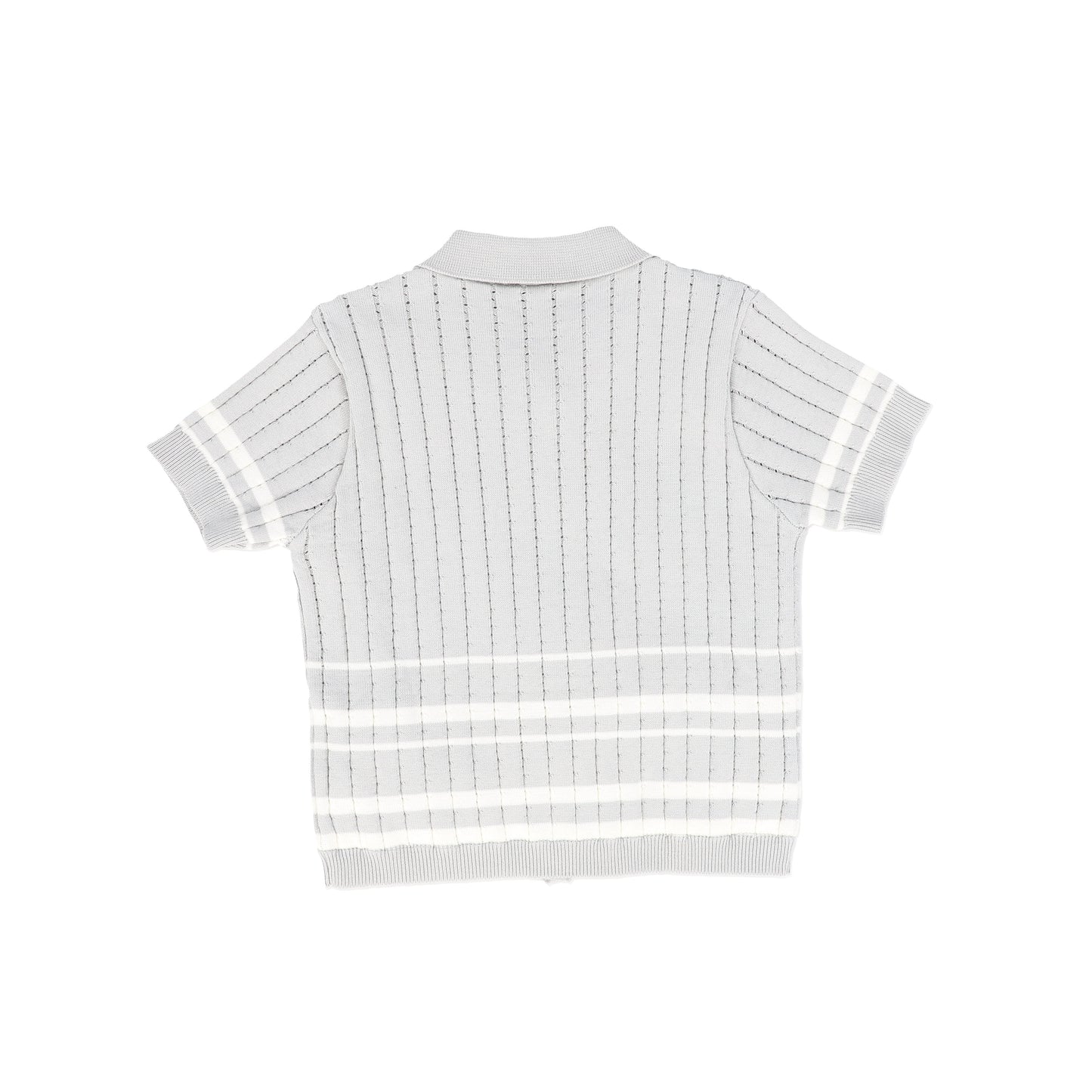 BAMBOO LIGHT GREY/WHITE STRIPE RIBBED SWEATER