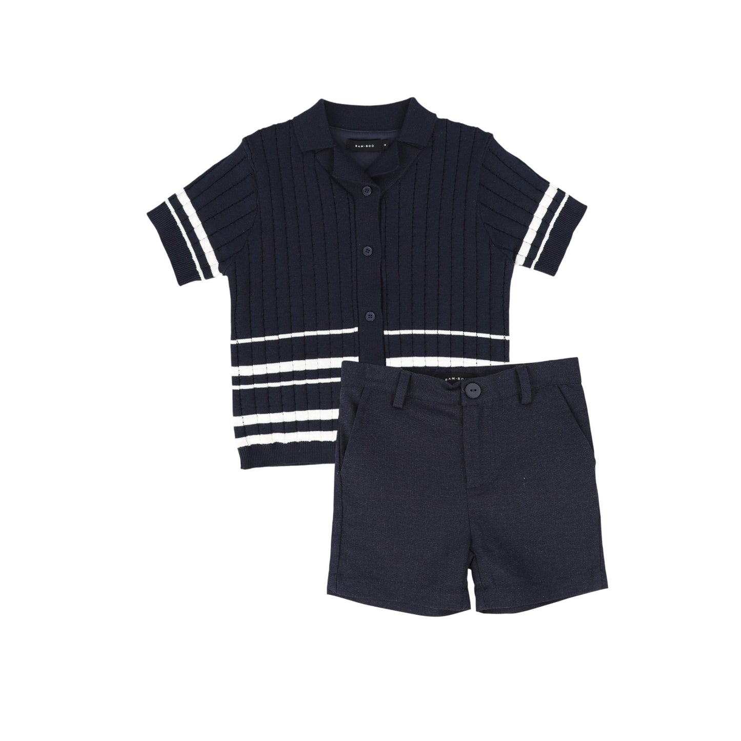 BAMBOO NAVY/WHITE STRIPE COLLAR SWEATER SET