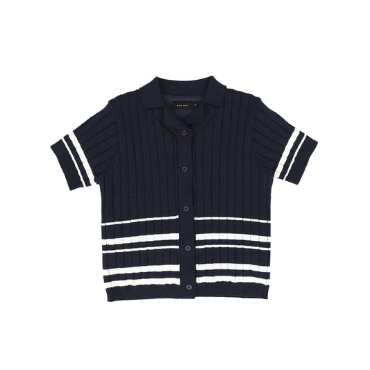 BAMBOO NAVY/WHITE STRIPE COLLAR SWEATER