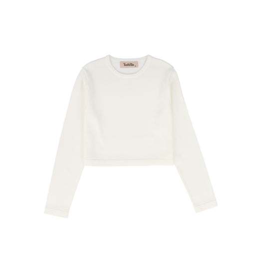 TUSTELLO IVORY CROPPED KNIT SWEATER