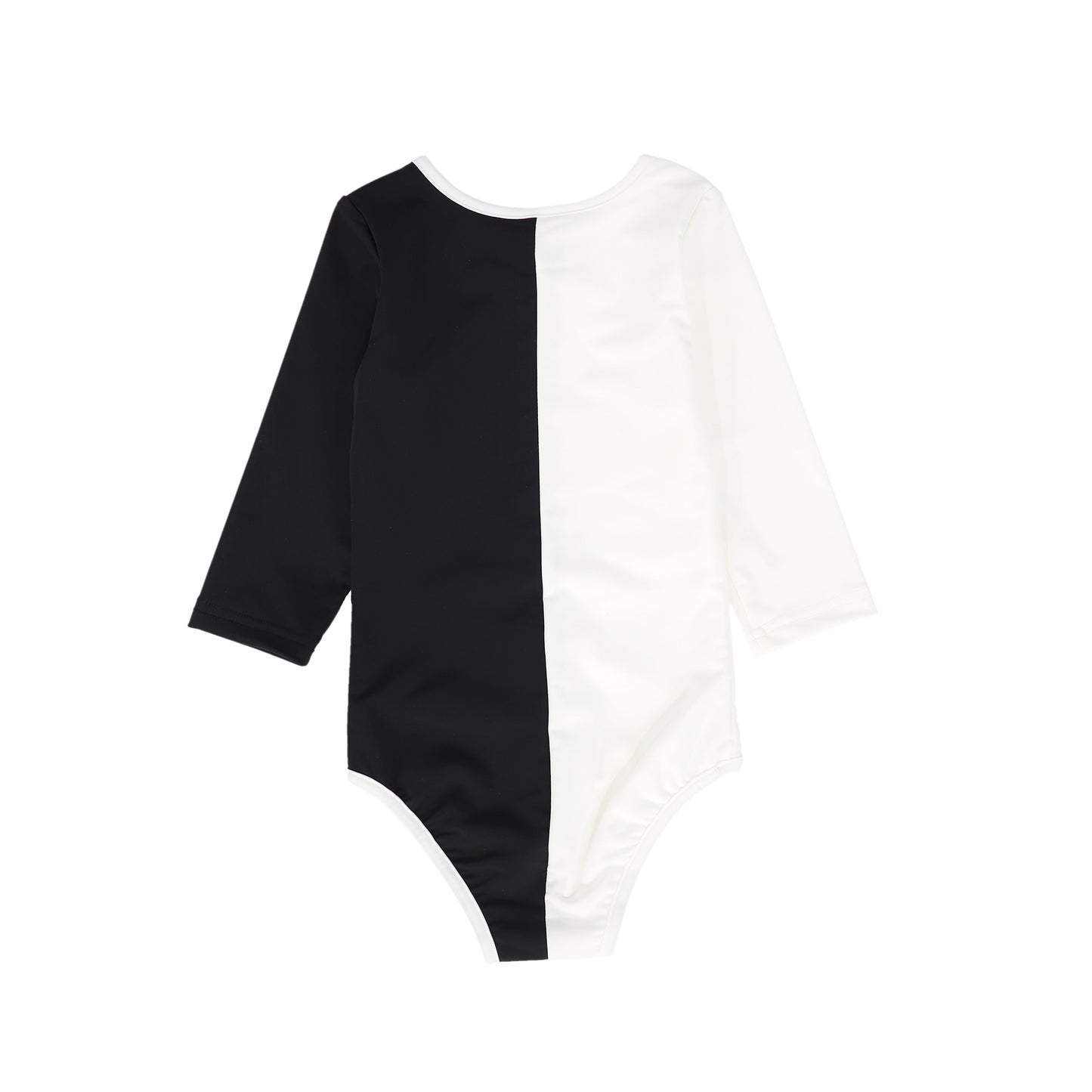 WATER CLUB BLACK/WHITE COLORBLOCK HALF ZIP SWIMSUIT