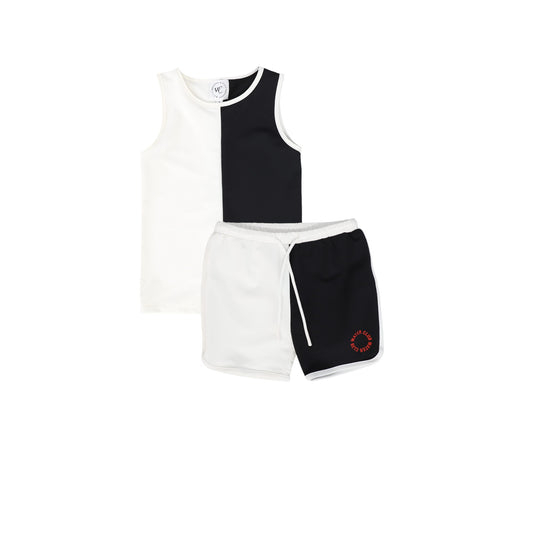 WATER CLUB BLACK/WHITE COLORBLOCK TANK SET