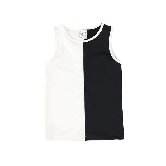 WATER CLUB BLACK/WHITE COLORBLOCK SWIM TANK