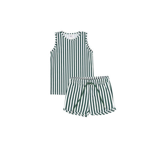 WATER CLUB GREEN STRIPED TANK SET