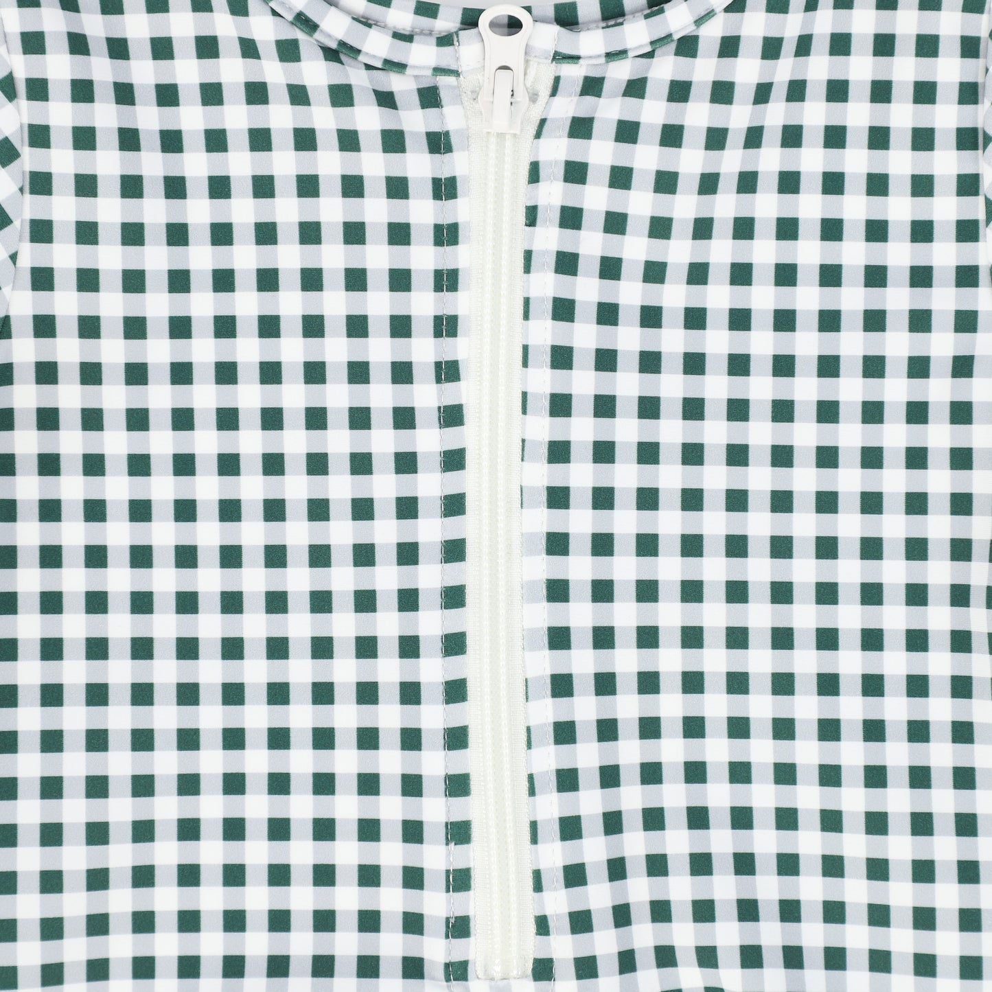 WATER CLUB GREEN GINGHAM HALF ZIP SWIMSUIT