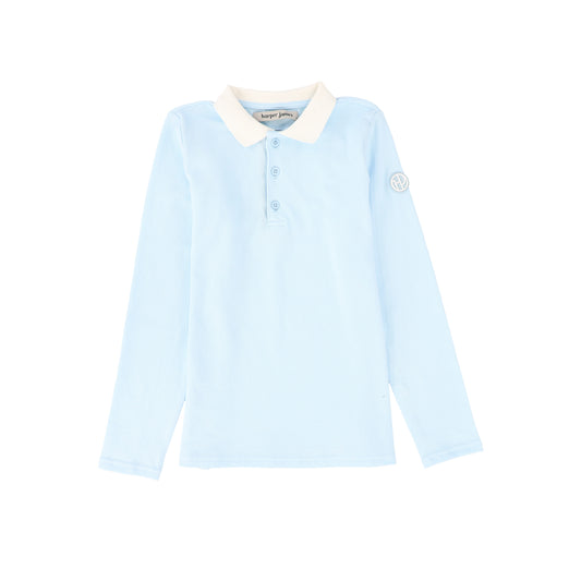 HARPER JAMES LIGHT BLUE COLOR BLOCK LS POLO