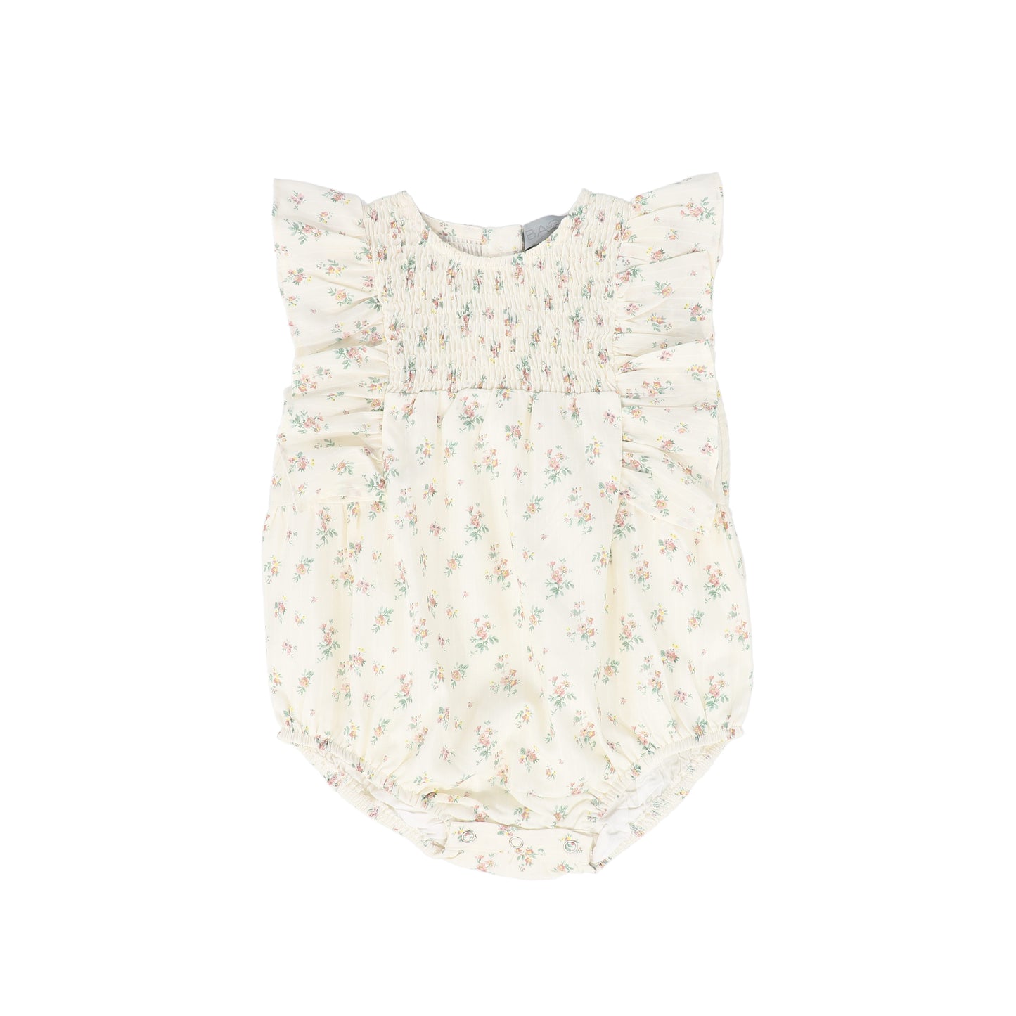 BACE COLLECTION CREAM FLORAL SMOCKED ROMPER