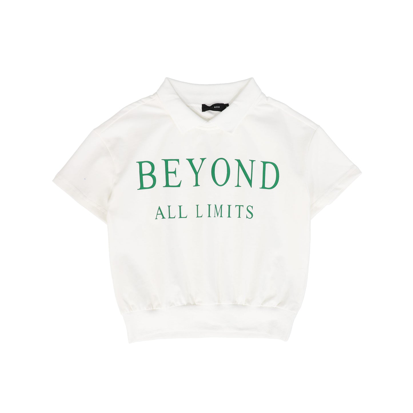 BAMBOO WHITE/GREEN WORDED SS COLLAR TEE