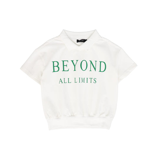 BAMBOO WHITE/GREEN WORDED SS COLLAR TEE