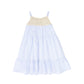BAMBOO BLUE/WHITE STRIPED CROCHET TIERED DRESS