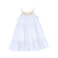 BAMBOO BLUE/WHITE STRIPED CROCHET TIERED DRESS