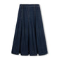 VIBE BLUE DENIM WIDE PLEAT MIDI SKIRT
