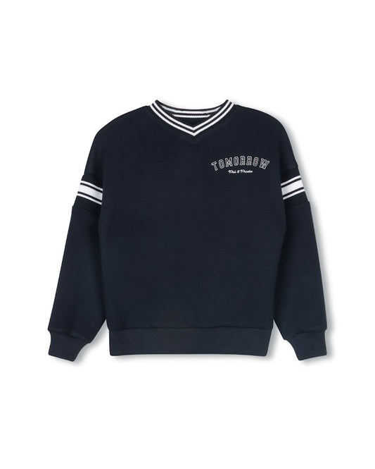 PHIL AND PHOEBE NAVY VARSITY WORDED SWEATSHIRT