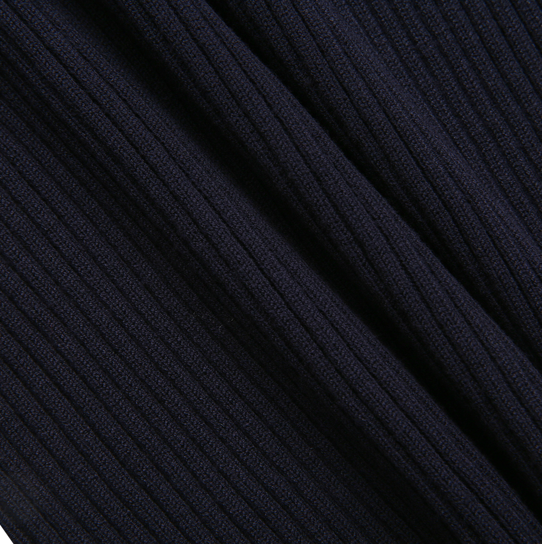 VALEN VEE NAVY RIBBED RUFFLE COLLAR SWEATER
