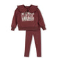 PHIL AND PHOEBE BURGUNDY RUFFLE TRIM SWEATSHIRT SET