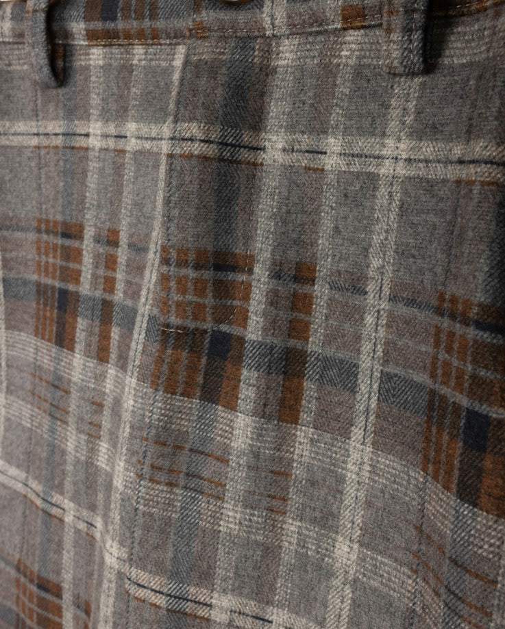 ONE CHILD GREY/BROWN WOOL PLAID PANTS