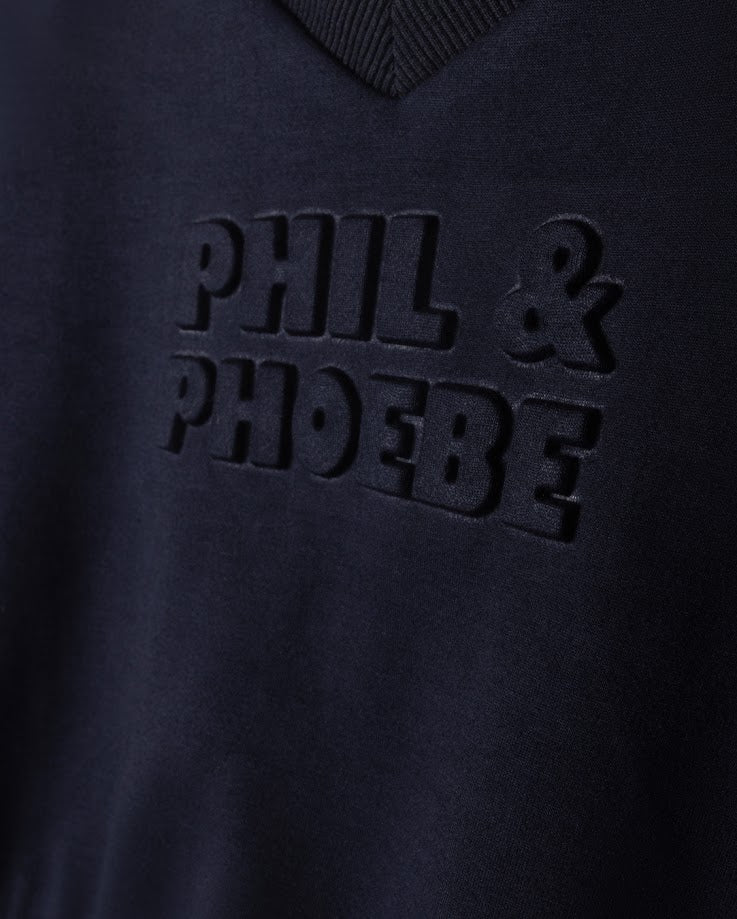 PHIL AND PHOEBE MID BLUE LOGO EMBOSSED VEST