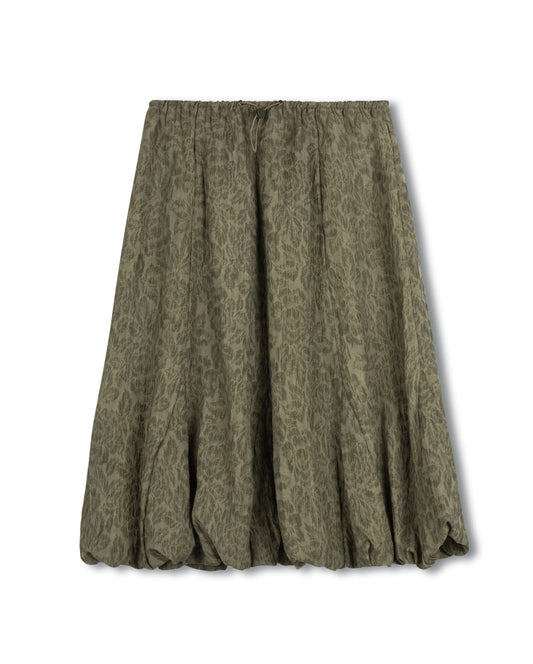 MALLORY AND MERLOT OLIVE GREEN LEAF PRINT BUBBLE SKIRT