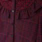 LILOU BURGUNDY PLAID RUFFLE BLOUSE